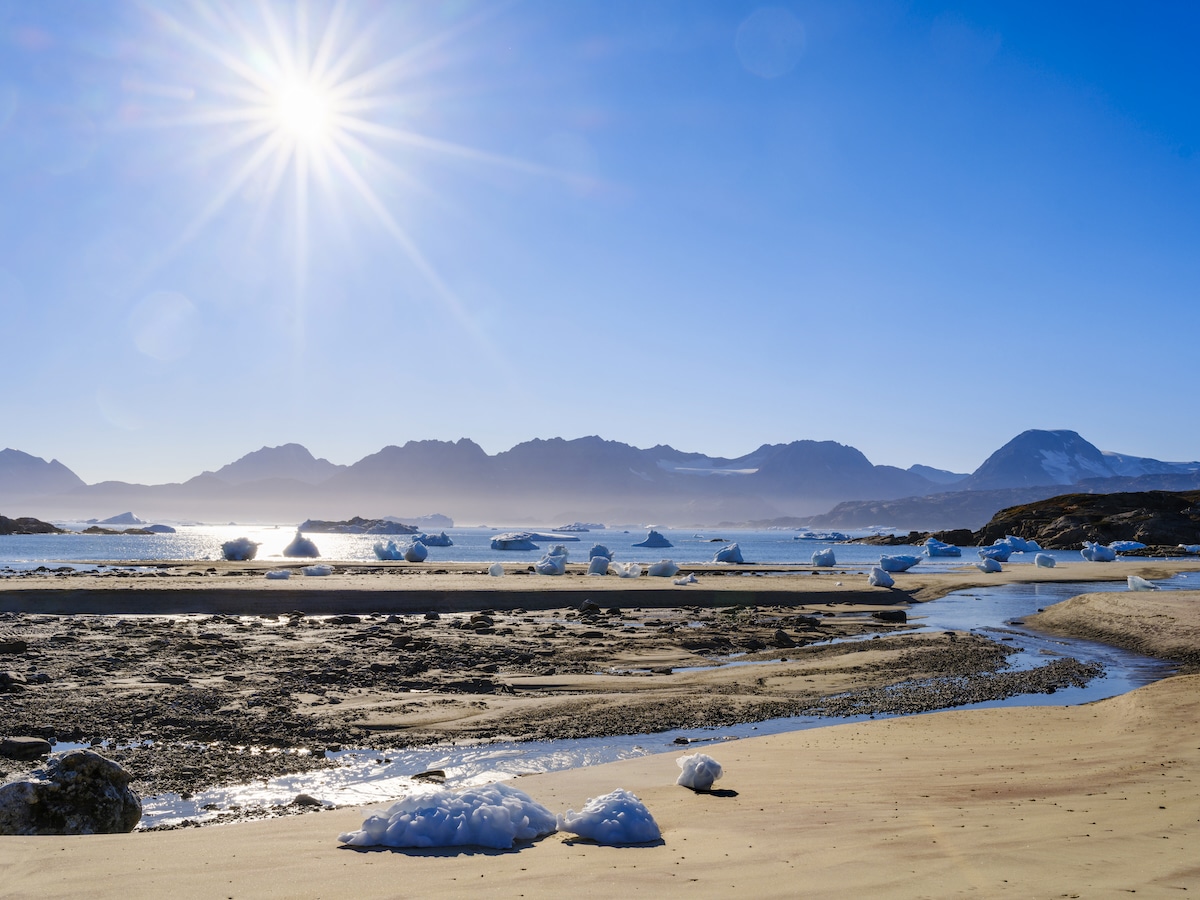 Melting ice at the Sermilik icefjord in the Ammassalik area in East Greenland