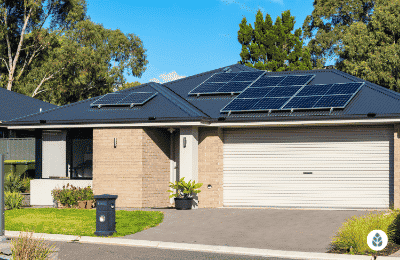 small family house with solar panels on the roof