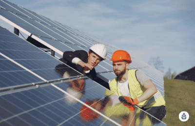 two men installing solar panels